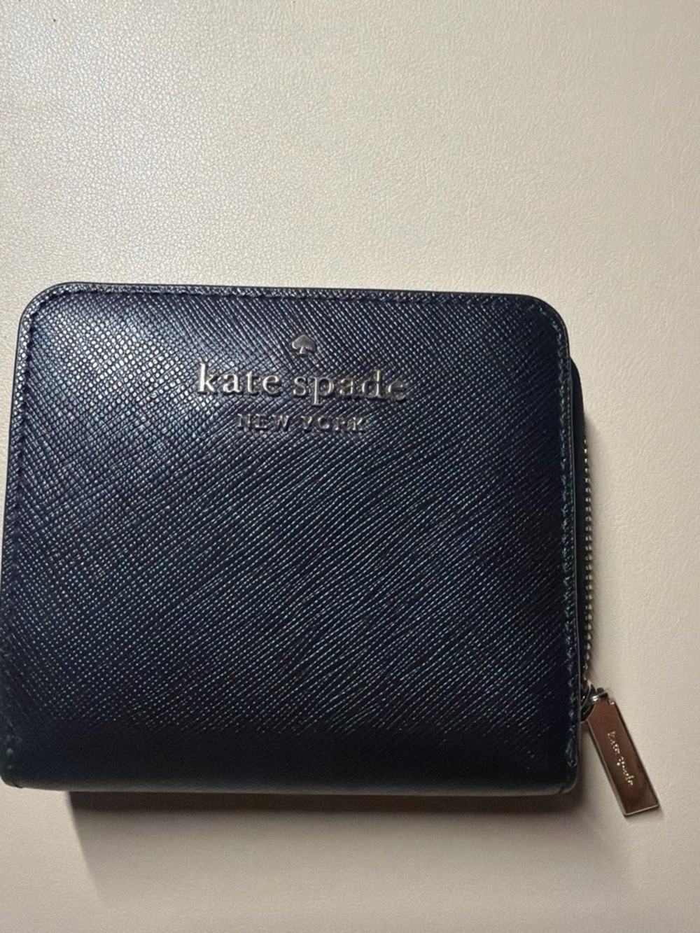 kate spade Black Saffiano Zip Wallet